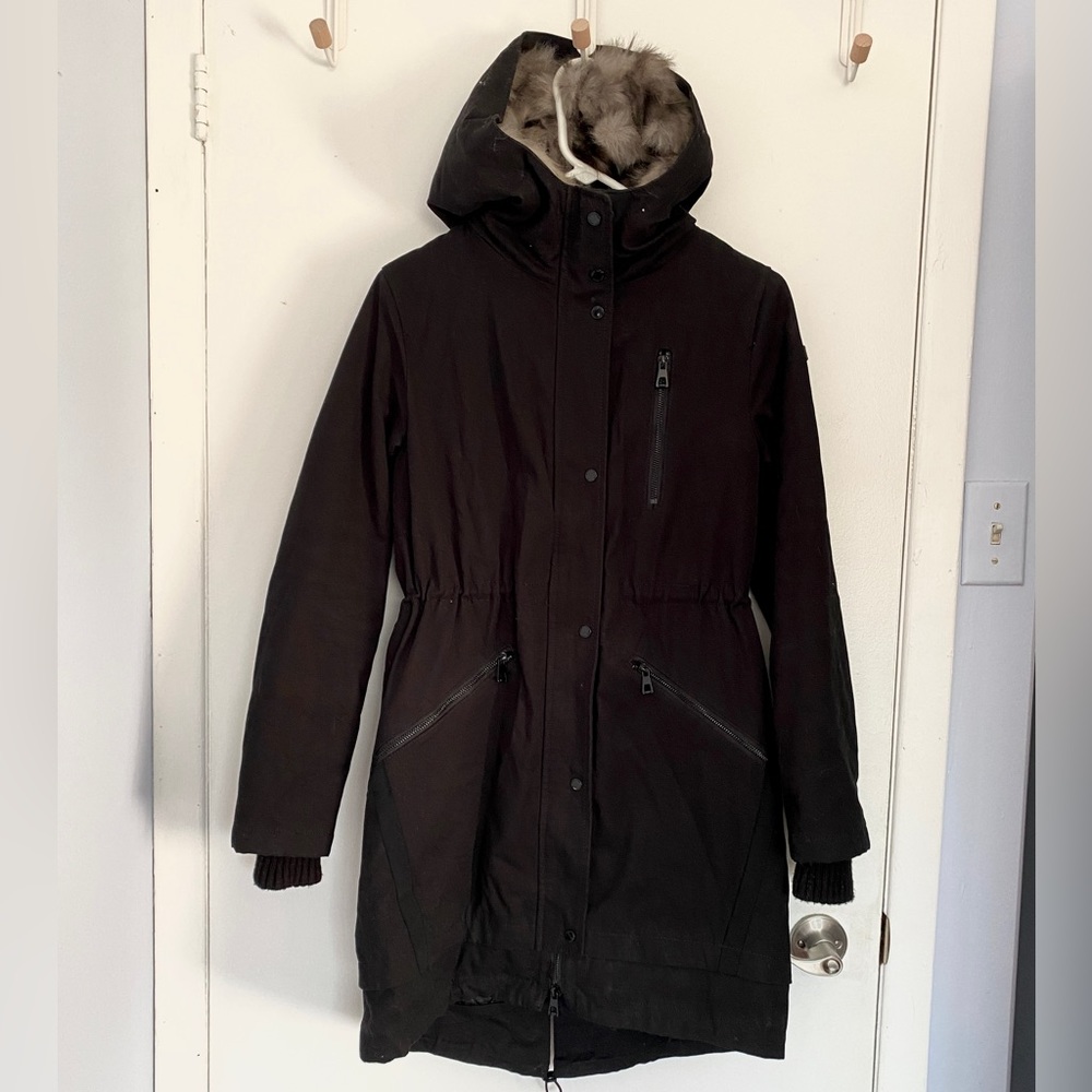Vince Camuto Black Fur Mid-Length Jacket